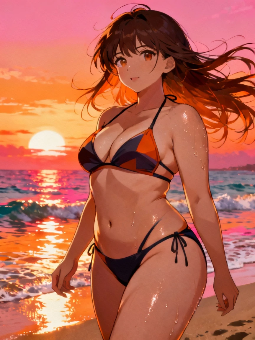 アニメキャラクター生成 - ビーチシーンのイラスト