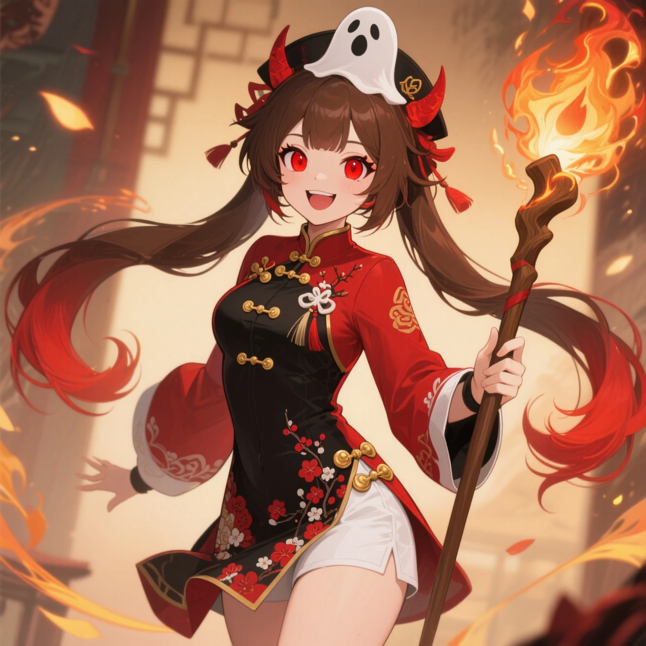 AI Generated Hu Tao Genshin Impact - Pyro Character Anime Waifu