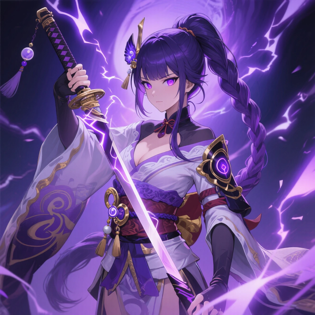 AI Generated Raiden Shogun Genshin Impact - Electro Archon Baal Anime Waifu