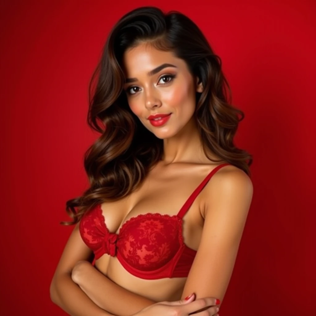 Red Bow Lingerie Set - Festive Editorial Style