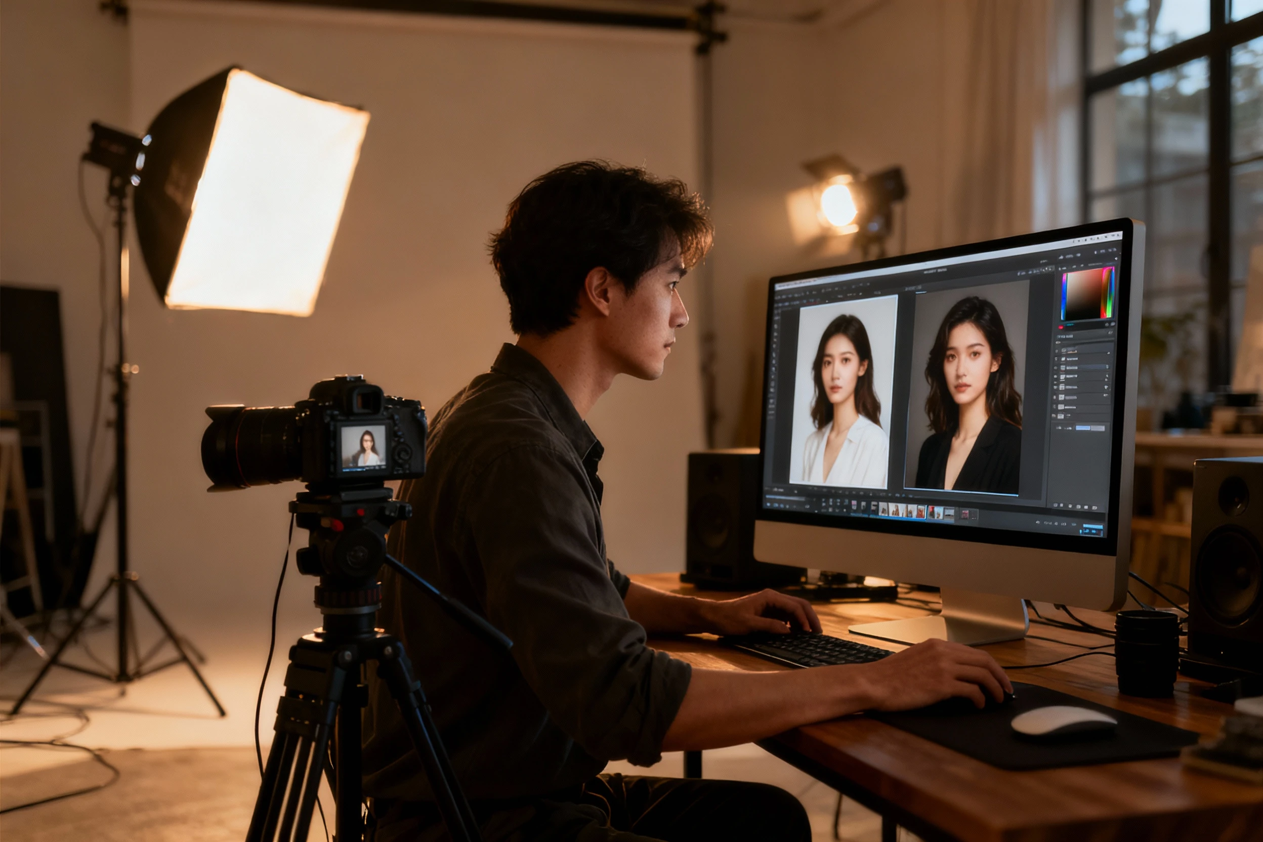 Photography enhancement with AI showing mood editing and scene reconstruction