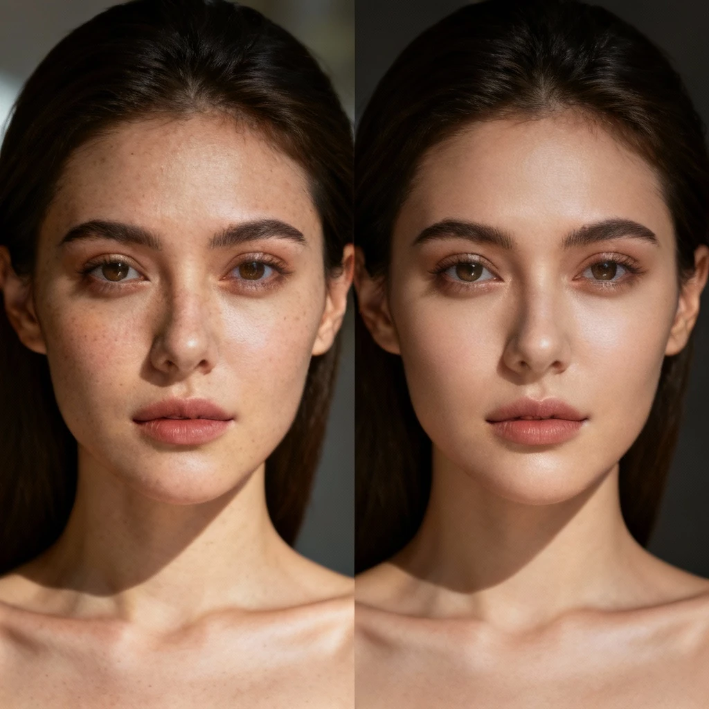 リアルな編集結果を示すAI写真強化のビフォーアフター